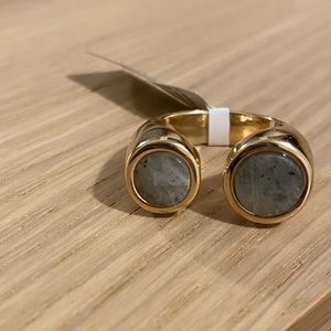 NWT Banana Republic Marble Stone Asymmetric Gold Ring - Size 6
